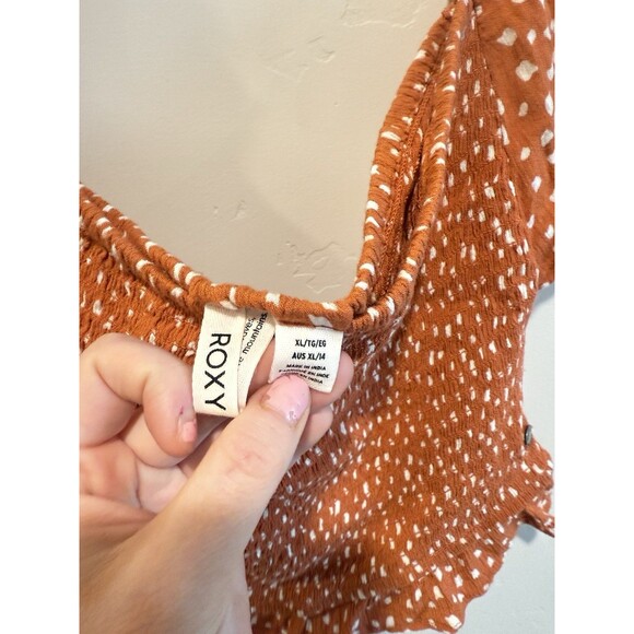 Roxy Square Neck Polka Dot Blouse XL - Picture 2 of 3